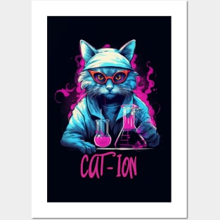 Chemist cat, cation, chemistry, laboratory, kitty in lab, gift present ideas Posters and Art